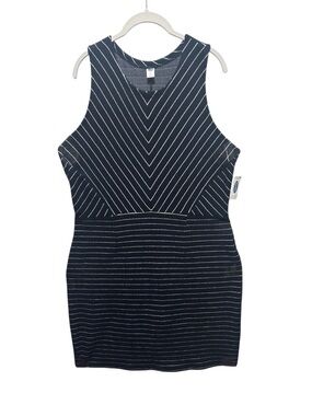 Old Navy Navy & White Striped Sleeveless Dress XL Fit & Flare Casual Midi Dress
